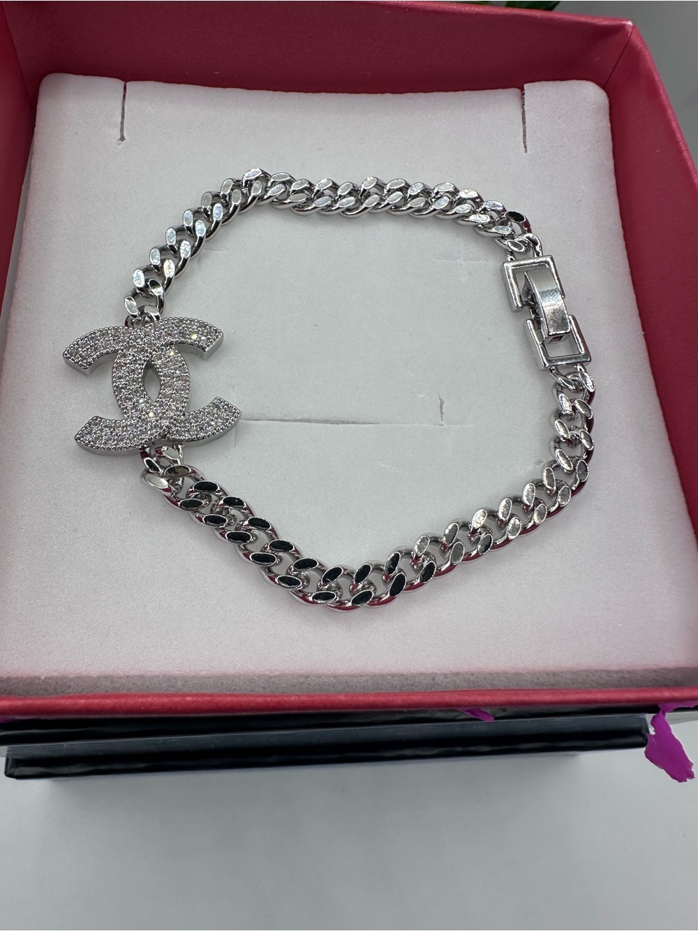 Silver Crystal Chain Link Bracelet - Women Jewelry